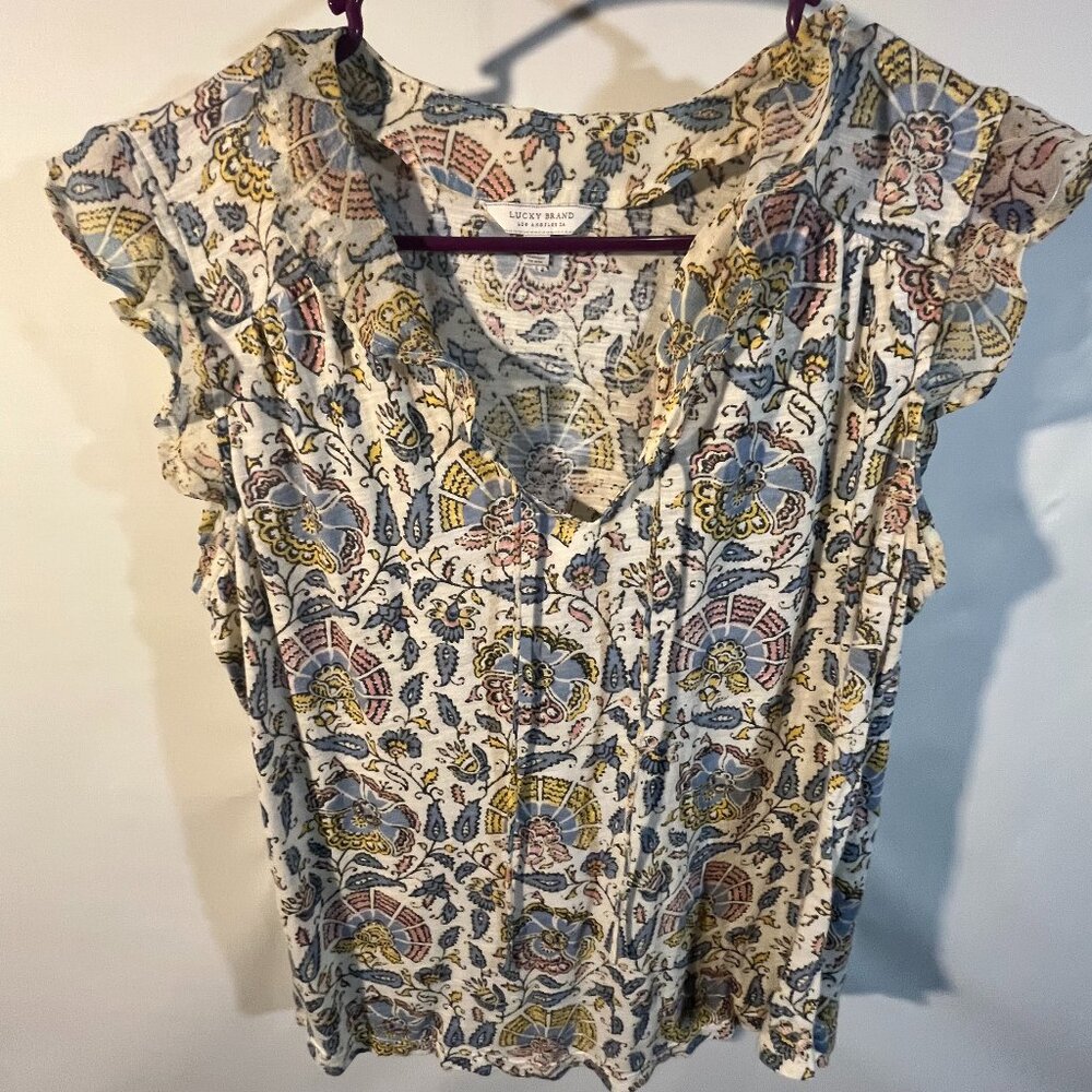 Lucky Brand Ruffle Sleeved Shirt